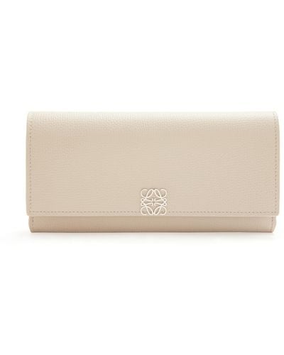 Loewe Anagram Continental Wallet In Pebble Grain Calfskin - Natural