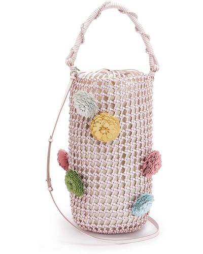 Loewe Flower Bucket Mesh Bag In Calfskin - Pink