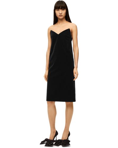 Loewe Bustier Dress In Cotton Velvet - Black