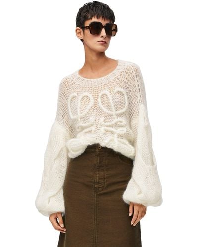 Loewe Luxury Anagram Sweater In Mohair - Natural