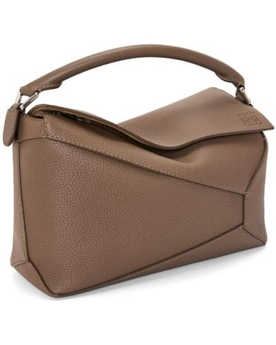Loewe Luxury Puzzle Bag In Grained Calfskin - Brown