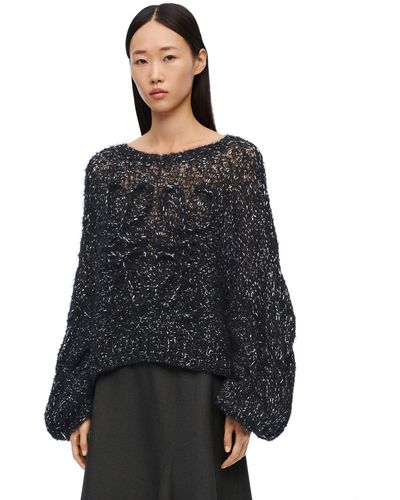 Loewe Luxury Anagram Sweater In Mohair Blend - Black