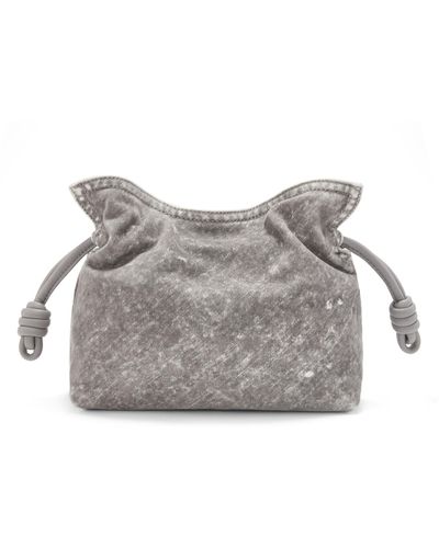 Loewe Flamenco Mini Leather Clutch Bag - Grey