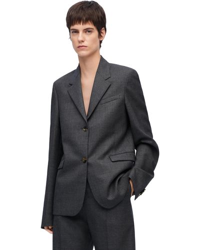 Loewe Tailored Jacket In Wool - Black