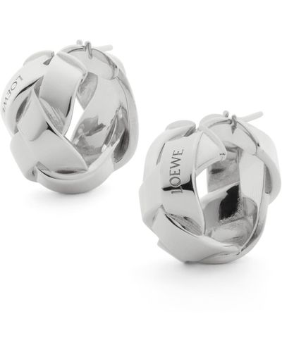 Loewe Luxury Nest Hoop Earrings In Sterling Silver For - Metallic