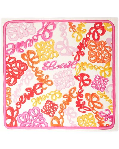 Loewe Anagram Scarf In Silk And Cashmere - Pink