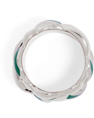 Loewe Luxury Nest Ring In Sterling Silver And Enamel For - White