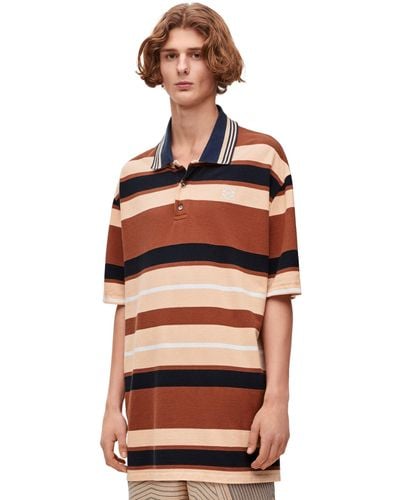 Loewe Luxury Oversized Fit Polo In Cotton And Linen - Multicolor