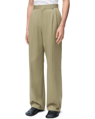 Loewe Luxury Pleated Pants In Cotton - Green