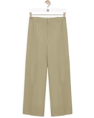 Loewe Luxury Pleated Trousers In Cotton - Natural