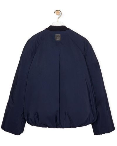 Loewe Luxury Padded Bomber Jacket In Technical Cotton - Blue