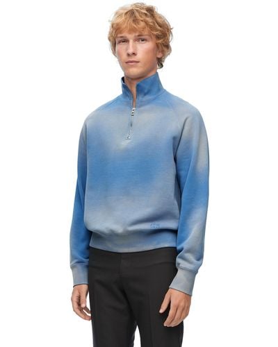 Loewe Zip-up Sweatshirt In Cotton - Blue