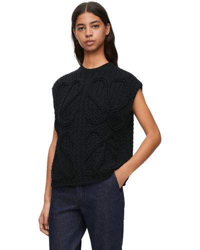 Loewe Luxury Vest In Wool - Black