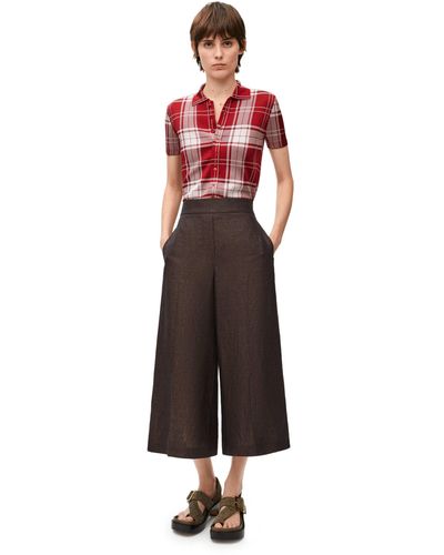 Loewe Cropped Trousers In Linen - Red