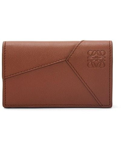 Loewe Luxury Puzzle Business Cardholder In Classic Calfskin - Brown