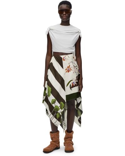 Loewe Luxury Asymmetric Skirt In Silk - White