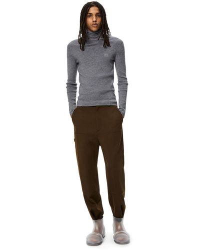 Loewe Turtleneck Fine Rib Jumper In Wool - Grey