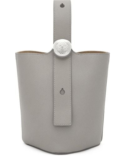 Loewe Mini Pebble Bucket Bag In Soft Grained Calfskin - White