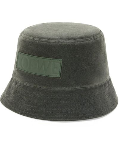 Loewe Luxury Bucket Hat In Waxed Canvas And Calfskin For - Green