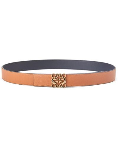 Loewe Reversible Anagram Belt In Soft Grained Calfskin And Smooth Calfskin - White