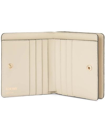 Loewe Luxury Compact Zip Wallet In Embossed Silk Calfskin - White