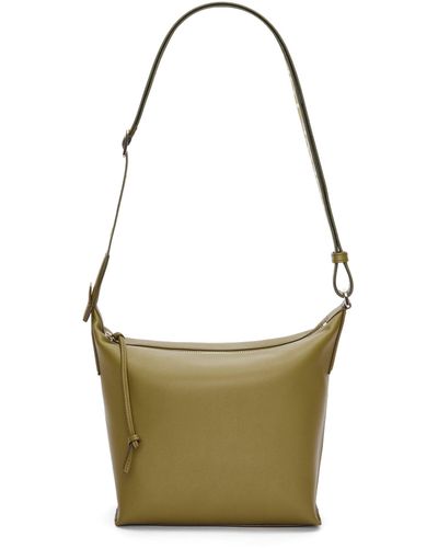 Loewe Luxury Small Cubi Crossbody Bag In Supple Smooth Calfskin And Jacquard - Green