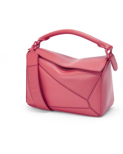 Loewe Small Puzzle Bag In Satin Calfskin - Pink