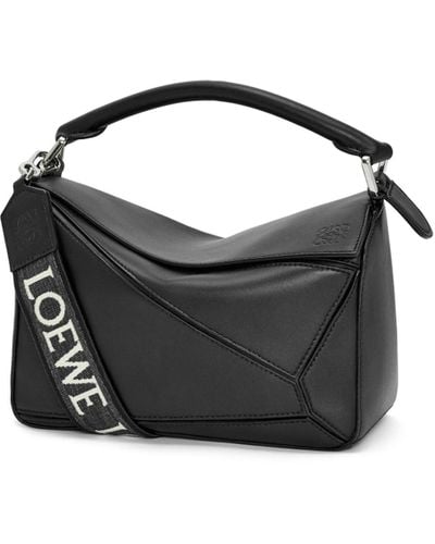 Loewe Luxury Small Puzzle Bag In Satin Calfskin For - Black