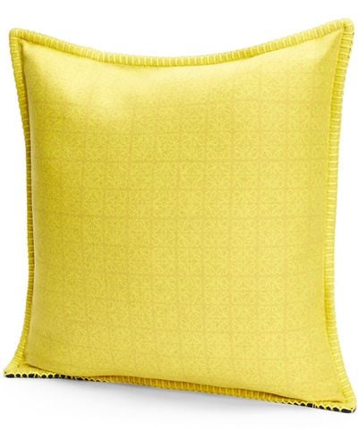 Loewe Luxury Anagram Cushion In Wool For Unisex - Yellow
