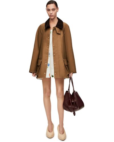 Loewe Luxury Trapeze Parka In Waxed Cotton - Brown