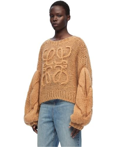 Loewe Mohair-blend Anagram Sweater - Brown