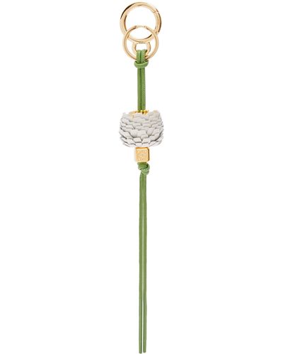 Loewe Luxury Flower Dice Charm In Classic Calfskin And Brass - Metallic