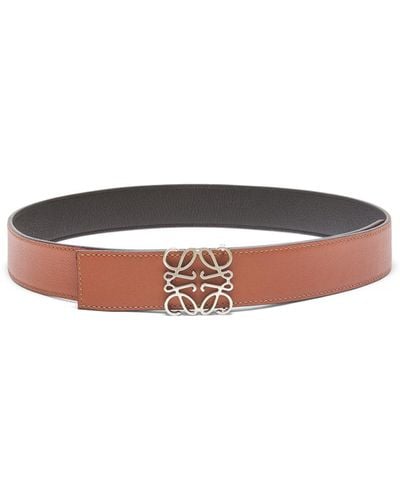 Loewe Reversible Anagram Belt In Soft Grained Calfskin And Smooth Calfskin - White