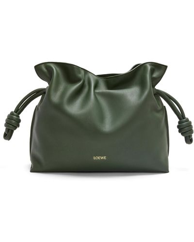 Loewe Medium Leather Flamenco Clutch Bag - Green