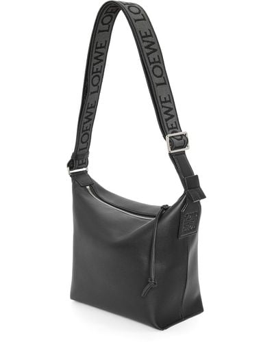Loewe Luxury Small Cubi Crossbody Bag In Supple Smooth Calfskin And Jacquard - Black