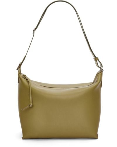 Loewe Luxury Cubi Crossbody Bag In Supple Smooth Calfskin And Jacquard - Green