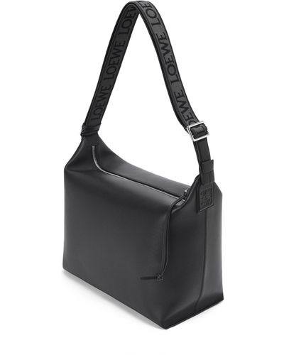 Loewe Cubi Crossbody Bag In Supple Smooth Calfskin And Jacquard - Black