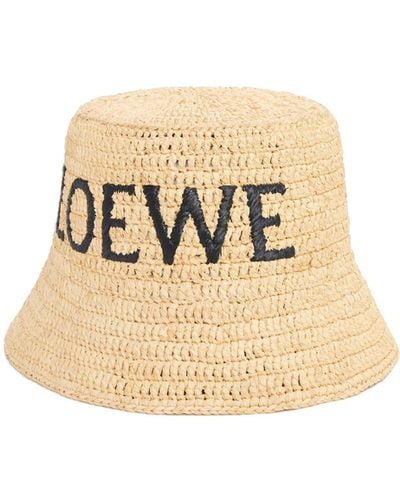 Loewe Bucket Hat In Raffia - Metallic