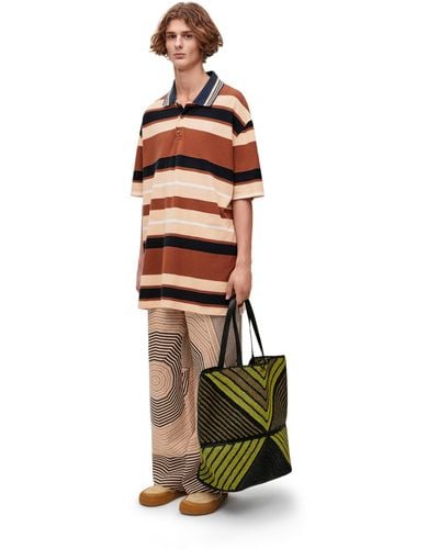 Loewe Luxury Oversized Fit Polo In Cotton And Linen - Multicolour