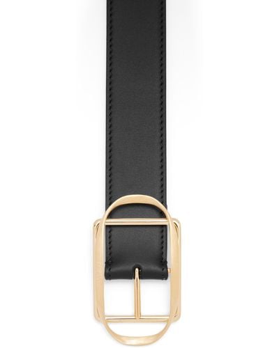 Loewe Luxury Curved Buckle Belt In Smooth Calfskin - Black