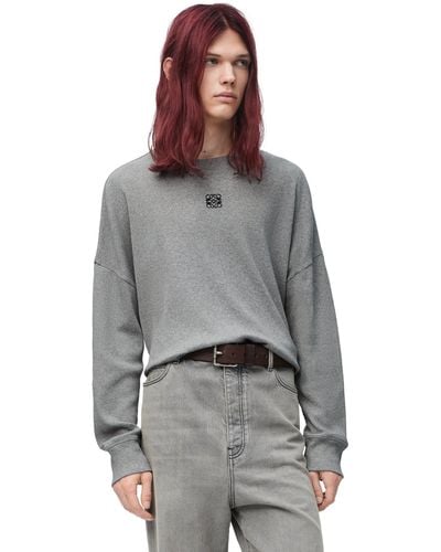 Loewe Luxury Oversized Fit Long Sleeve T-shirt In Cotton - Gray