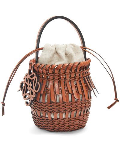 Loewe - Bucket Mesh Bag in Calfskin for Woman - Tan/Yellow - Calf