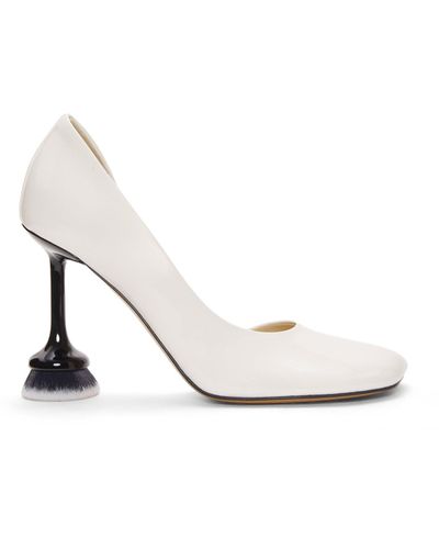 Loewe Luxury Toy Brush D'orsay Pump In Patent Lambskin For - White