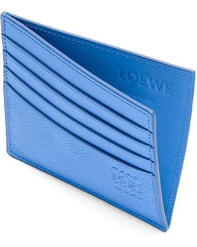 Loewe Leather Open Card Holder - Blue