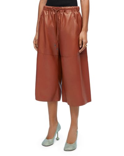 Loewe Luxury Cropped Pants In Nappa Lambskin - Red