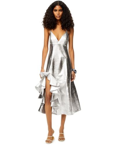 Loewe Luxury Ruffle Dress In Nappa For Women - Metallic