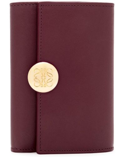 Loewe Pebble Small Vertical Wallet In Shiny Nappa Calfskin - Red