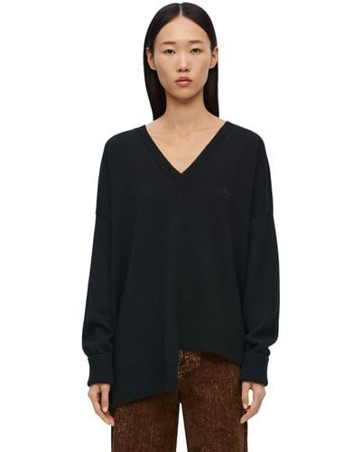 Loewe Cashmere Anagram Asymmetric Sweater - Black