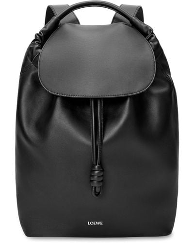 Loewe Flamenco Backpack In Shiny Supple Calfskin - Black