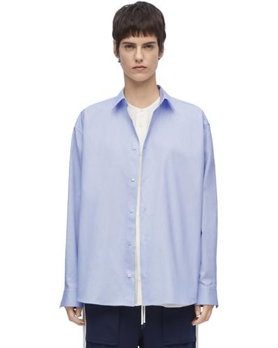 Loewe Double Layer Cuffed Cotton-blend Shirt - Blue